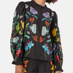 Gorman Leafy Lessons Top Audrey Helen Weber Black Floral Blouse Size 20